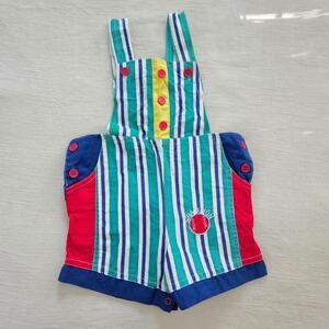 Vintage Colorful Striped Shortalls 6-9 months